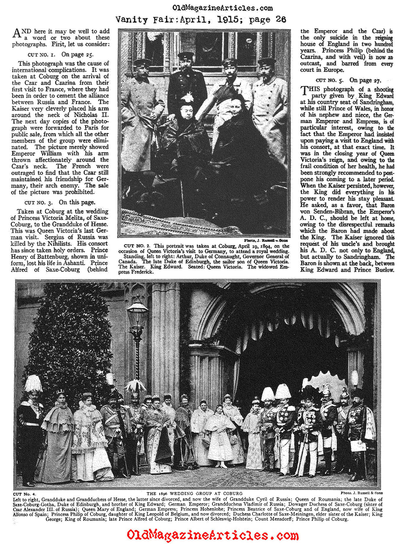 Four Photgraphs of the Extended Royal Family (Vanity Fair, 1915)